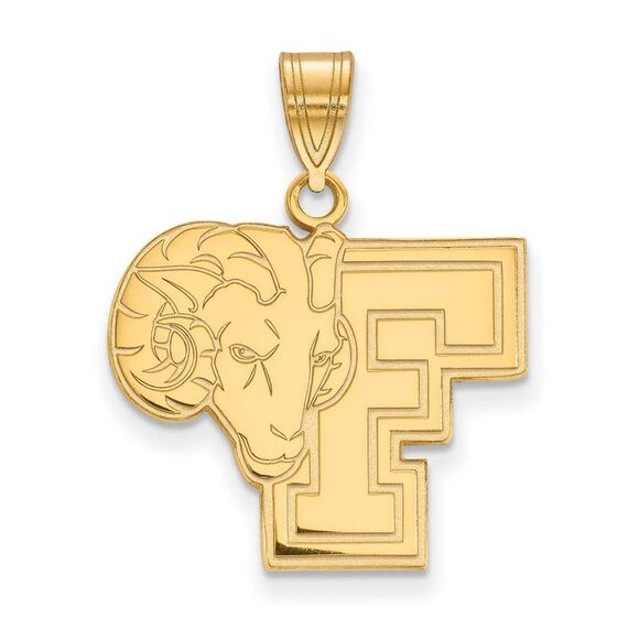 14k Gold Plated Silver Fordham U Large Logo Pendant
